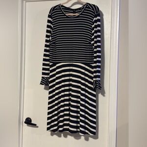 LOFT Black and White Long Sleeve Dress
